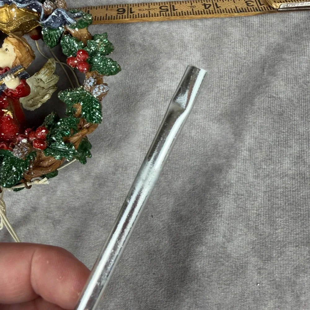 Vtg Christmas Angel Wind Chime Wreath Holly Berries Silver Metal Tubes Ornament